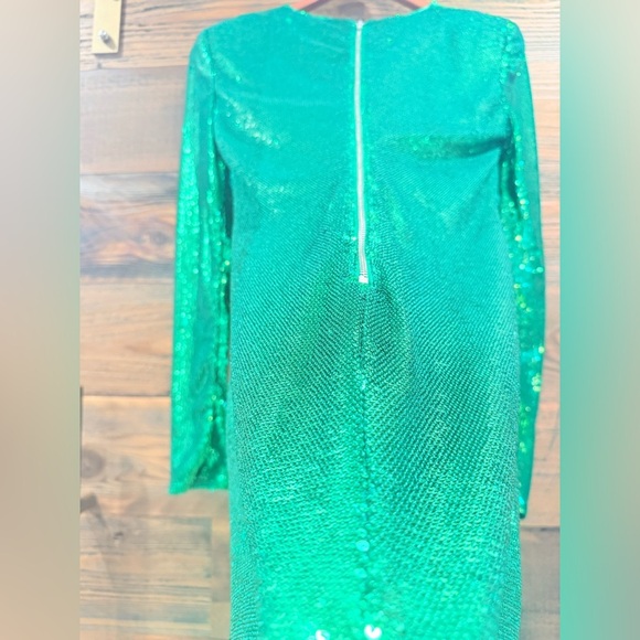 Bardot Alessia Emerald Sequin Long Sleeve Mini Dress - Picture 12 of 16